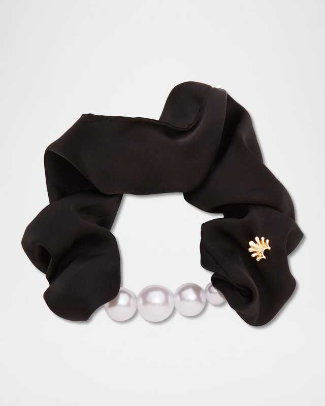 Faux Pearl Satin Hair Tie